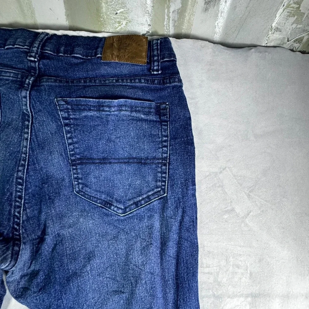 Beverly Hills Polo Club Straight Jeans Mens 34x32 Blue Denim Rider Logo Travel